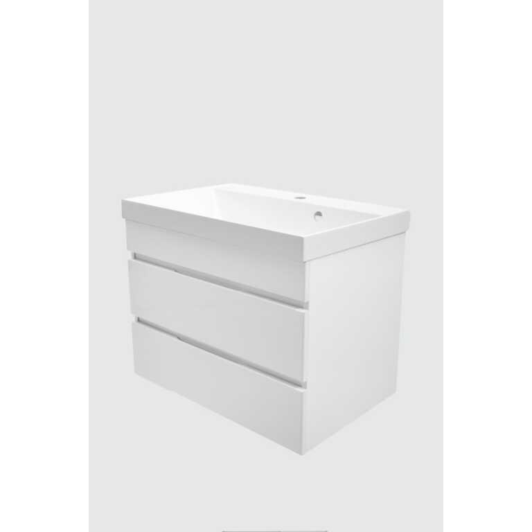 Комплект Эстелла 70/2 подвесная тумба с раковиной Classic-70 белый глянец