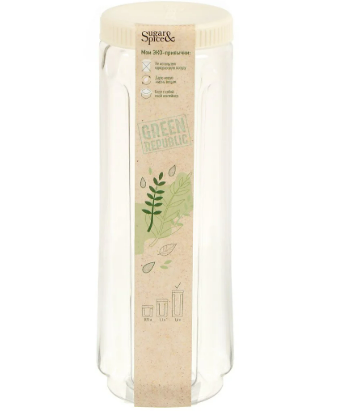 Банка д/сыпучих продуктов Green Republic 1,6л пластик,лен SE2250GR Sugar&Spice