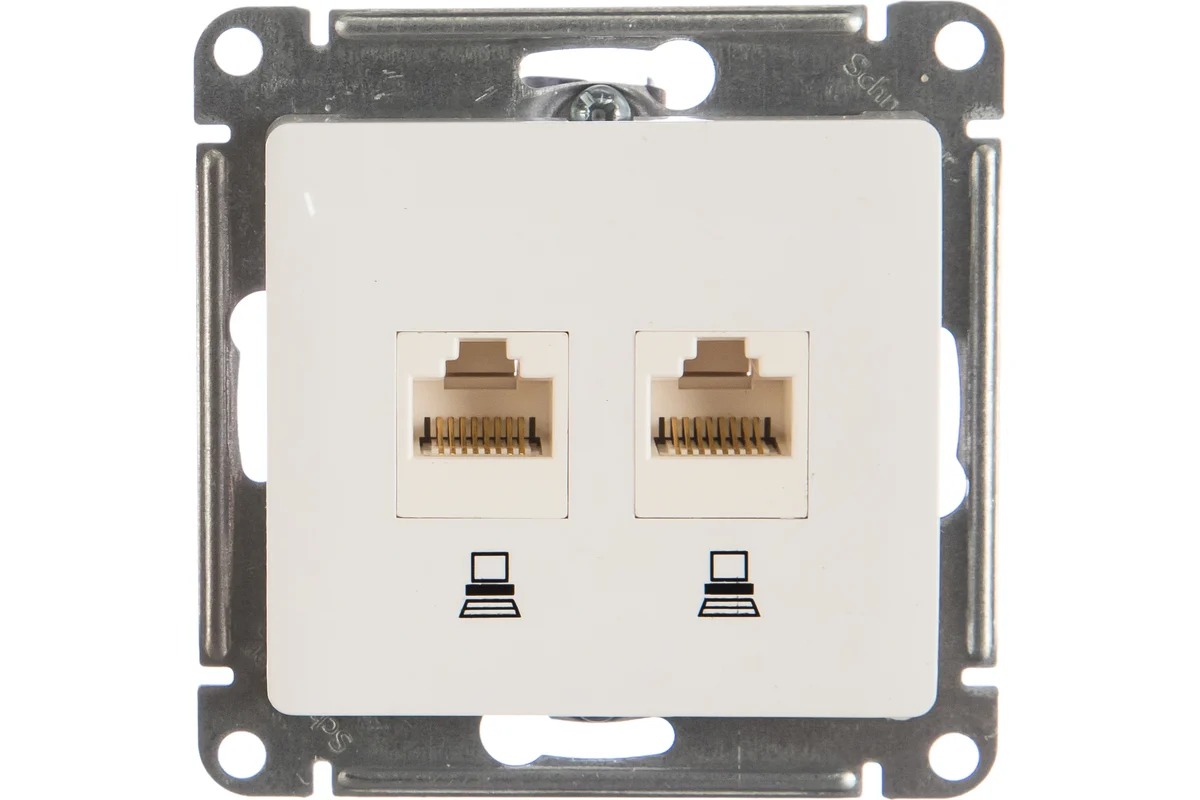 Розетка двойная SchE GLOSSA бел RJ45+RJ45 кат 5Е