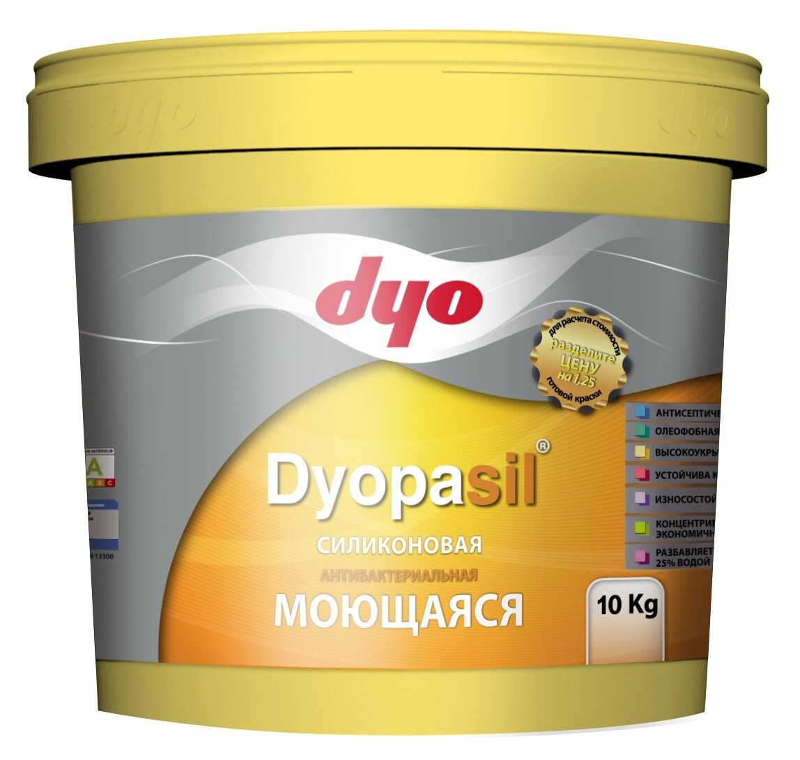 Краска интерьерная силиконовая антибактериальная моющаяся DYO DYOPA SIL (10кг) Краска интерьерная силиконовая антибактериальная моющаяся DYO DYOPA SIL (10кг)