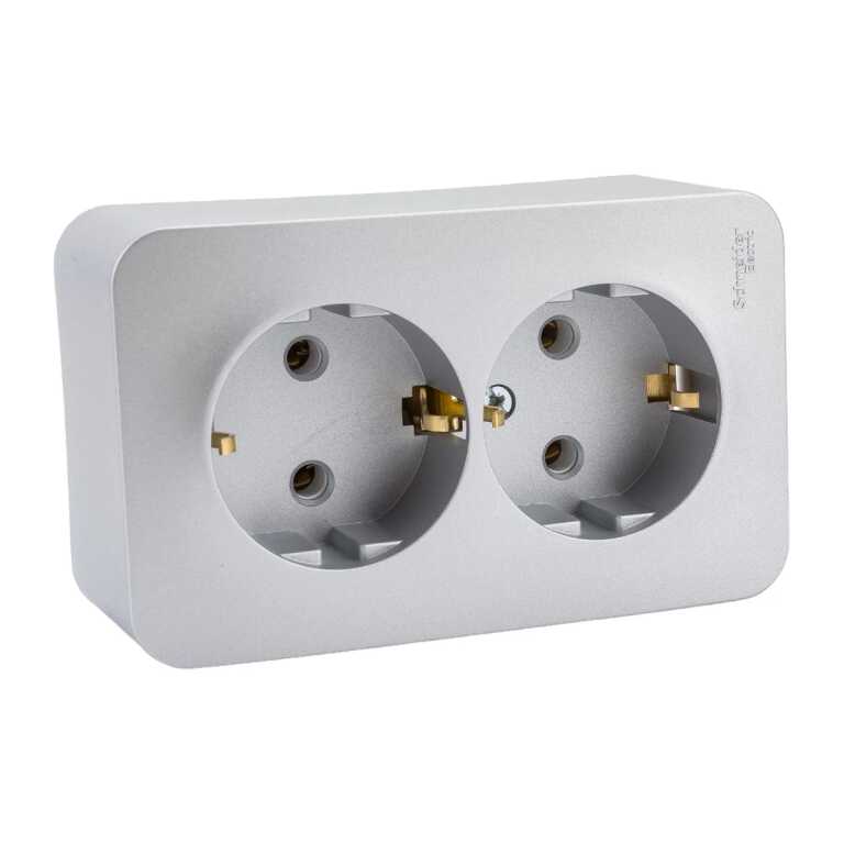 Розетка 2гн с З/К о/у алюминий изол.пласт. 16А IP20 Blanca Systeme Electric (1/16)