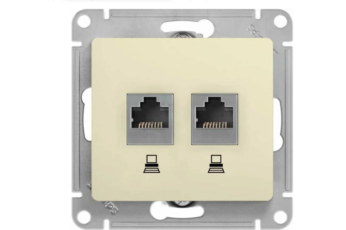 Розетка двойная SchE GLOSSA беж RJ45+RJ45 кат 5Е