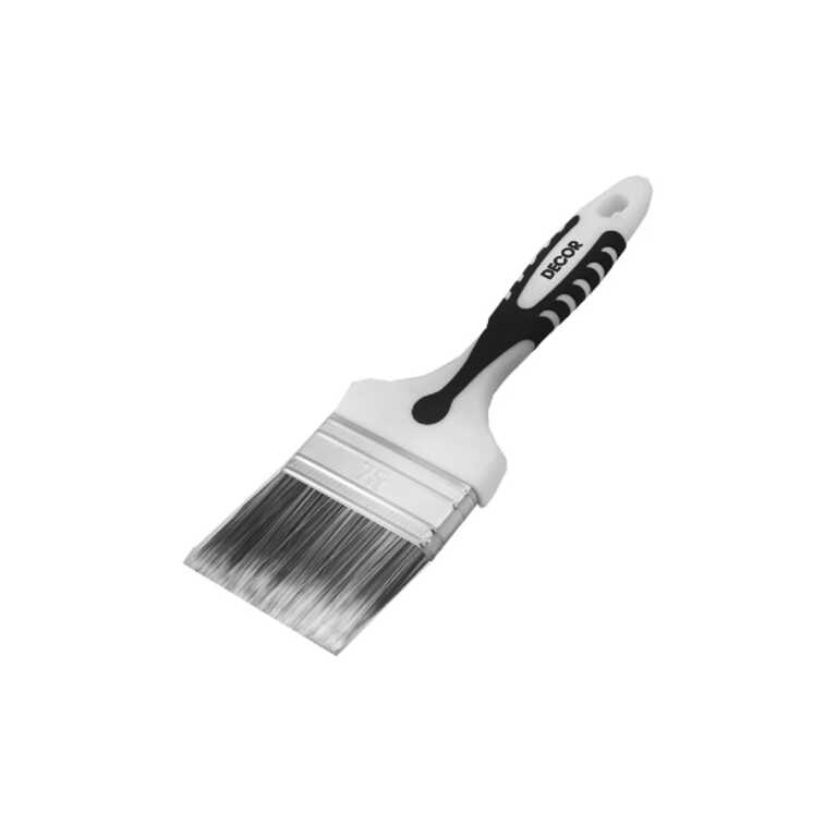 Кисть плоская 75х15мм DECOR Намерение Black White PREMIUM искусственная серебристая щетина двухкомпонентная ручка 860-075 (12/84/168)