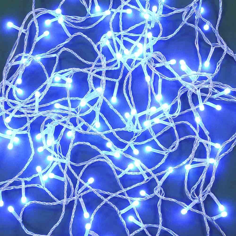 Гирлянда эл. вьюн 10м, 120LED, цветной диод, синий, 8 реж., ПВХ прозрачный, 220В СНОУ БУМ