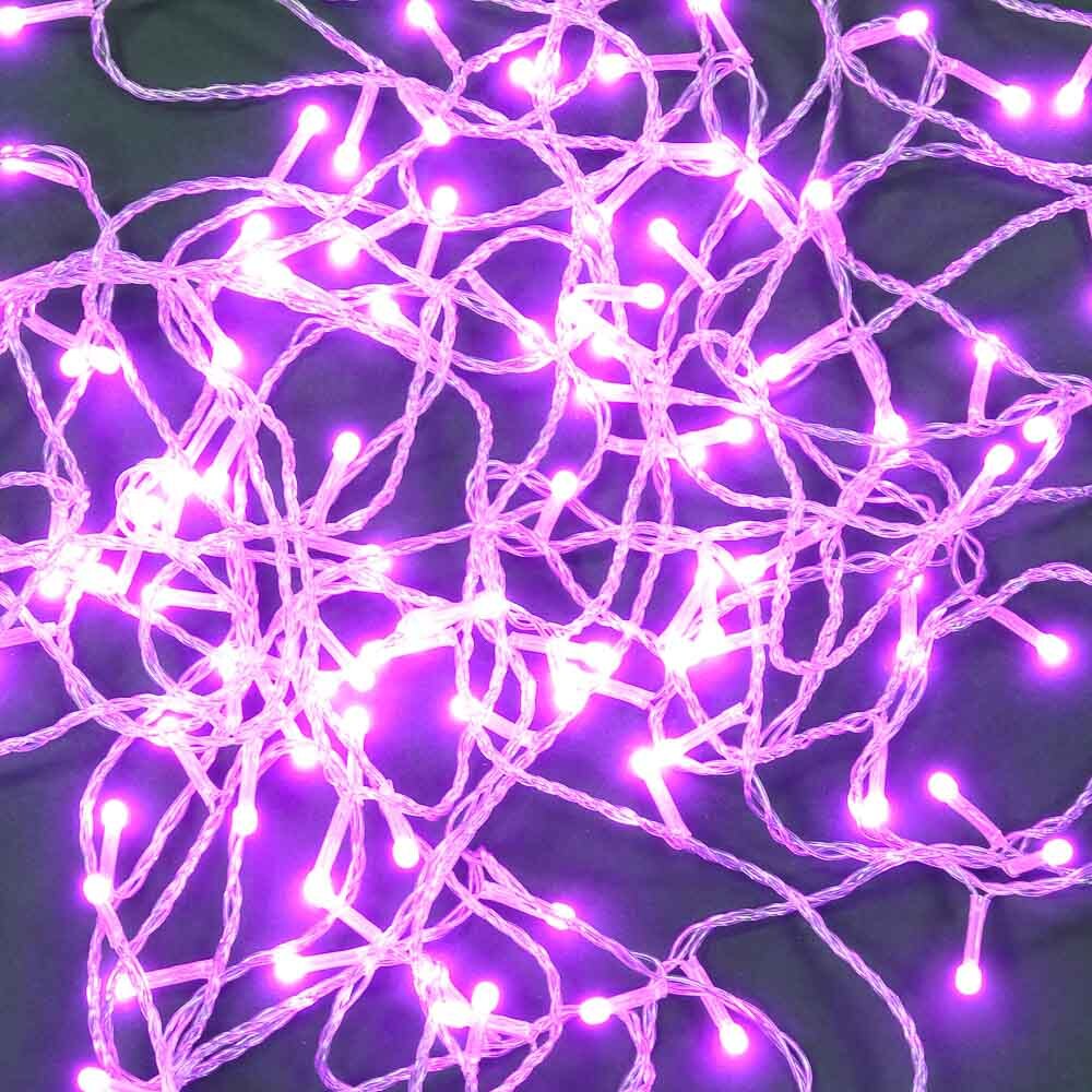 Гирлянда эл. вьюн 10м, 120LED, цветной диод, розовый, 8 реж., ПВХ прозрачный, 220В СНОУ БУМ