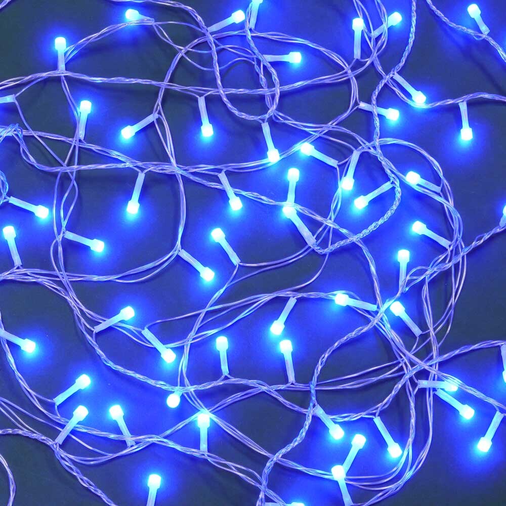 Гирлянда эл. вьюн 10м, 100LED, синий цветной диод 8мм, 8 реж, ПВХ проз, 220В СНОУ БУМ