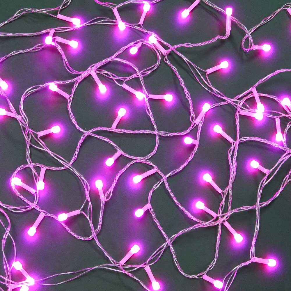 Гирлянда эл. вьюн 10м, 100LED, розовый цветной диод 8мм, 8 реж, ПВХ проз, 220В СНОУ БУМ Гирлянда эл. вьюн 10м, 100LED, розовый цветной диод 8мм, 8 реж, ПВХ проз, 220В СНОУ БУМ