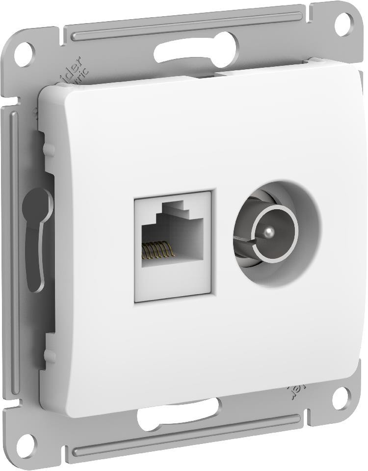 Розетка двойная SchE GLOSSA бел ТВ+RJ45 кат 5Е