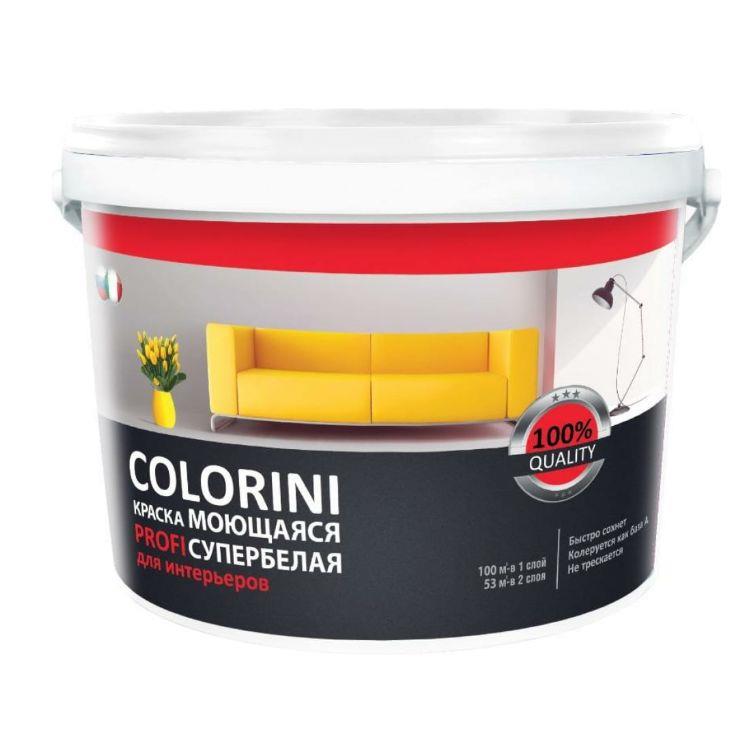 Краска интерьерная моющаяся супербелая  6,0 кг COLORINI PROFI