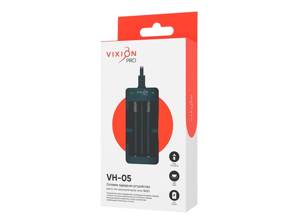 СЗУ VIXION PRO VH-05 для аккумуляторов 18650 (черный) СЗУ VIXION PRO VH-05 для аккумуляторов 18650 (черный)