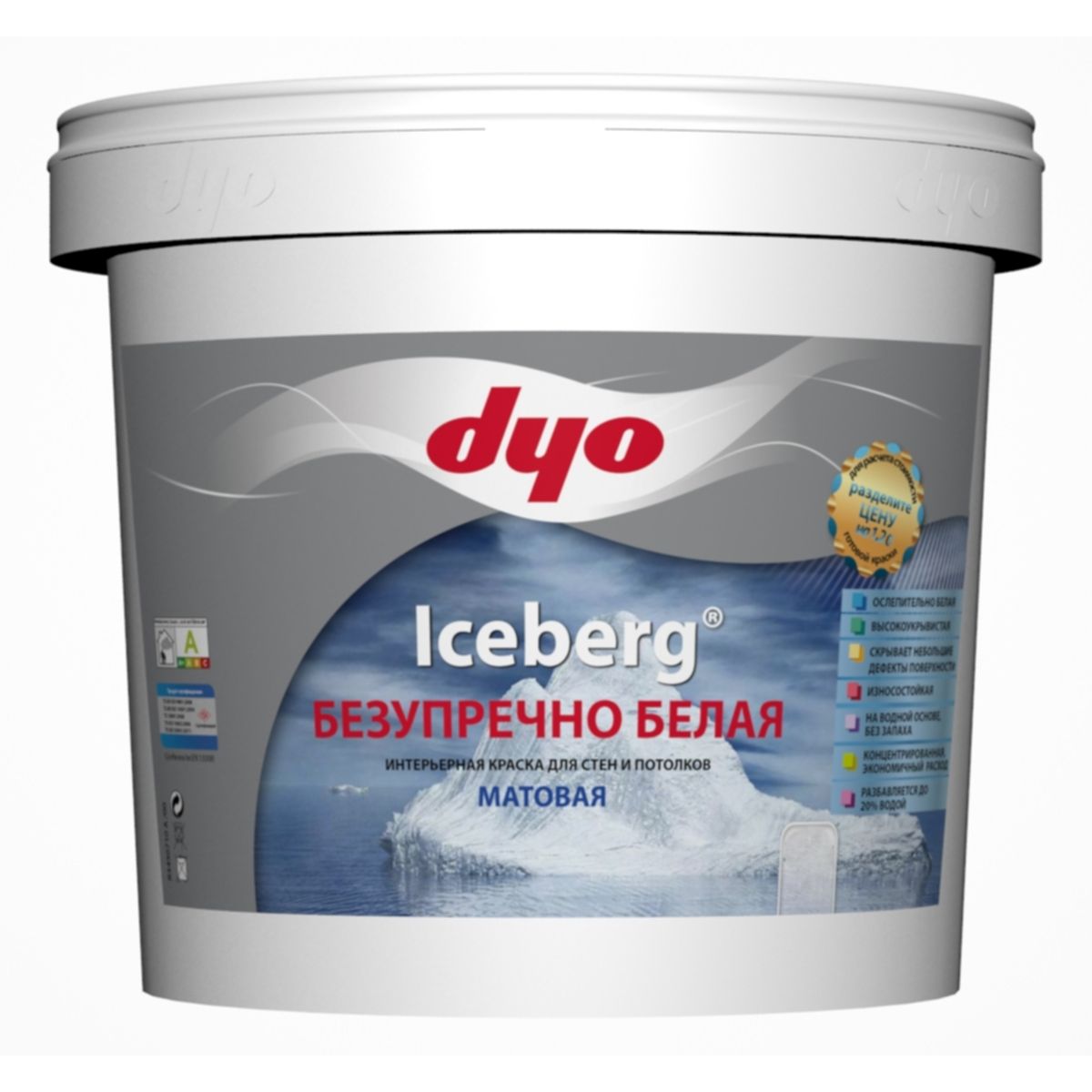 Краска интерьерная матовая для стен и потолков DYO ICEBERG (10кг)
