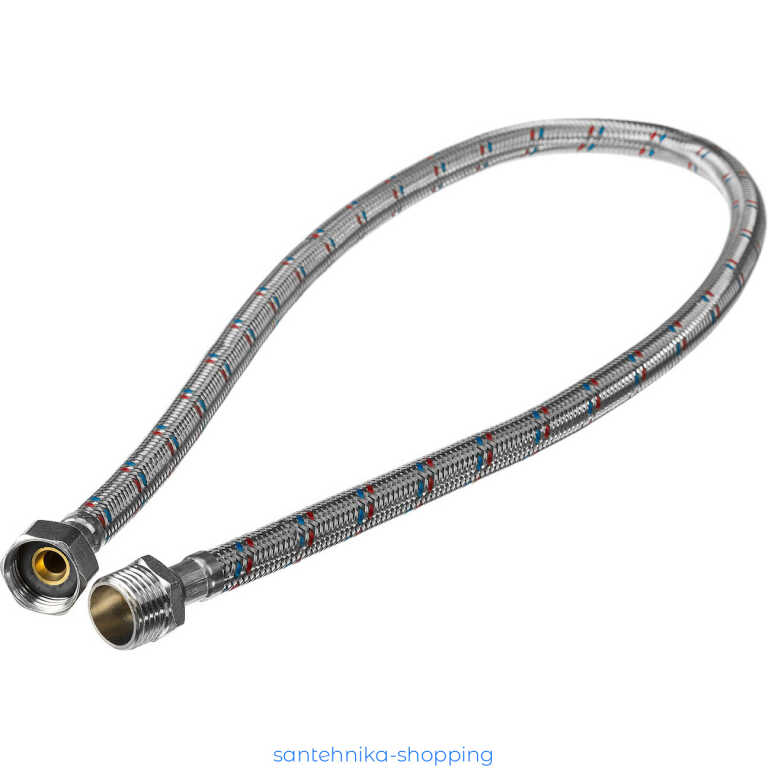 Гибкая подводка для смесителей М10*1/2"  0,6 см. AZARIO (нерж. оплетка)