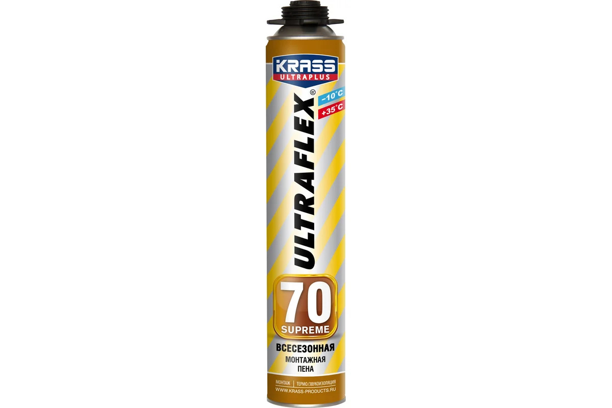 Пена монт KRASS ULTRAFLEX 70 Supreme Пистолетная Всесезонная 0,89л Россия
