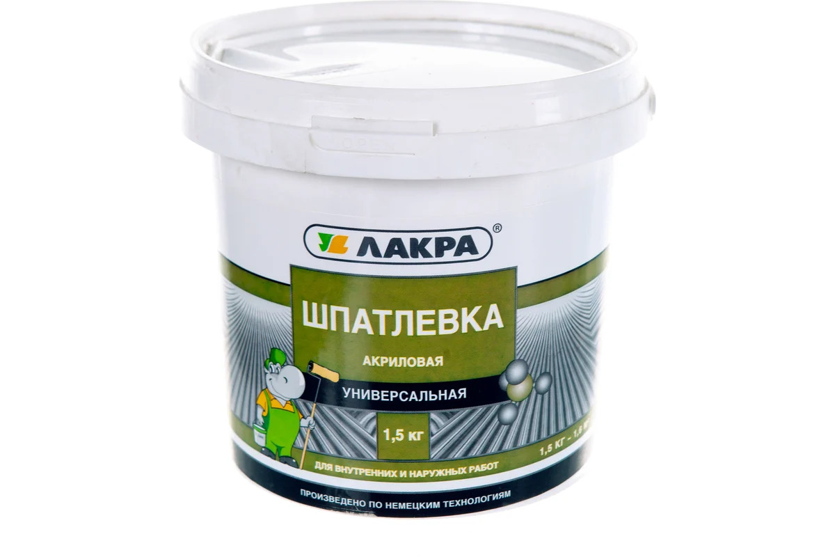 Шпатлевка акриловая универсальная Лакра для внутренних и наружных работ 1,5кг Россия