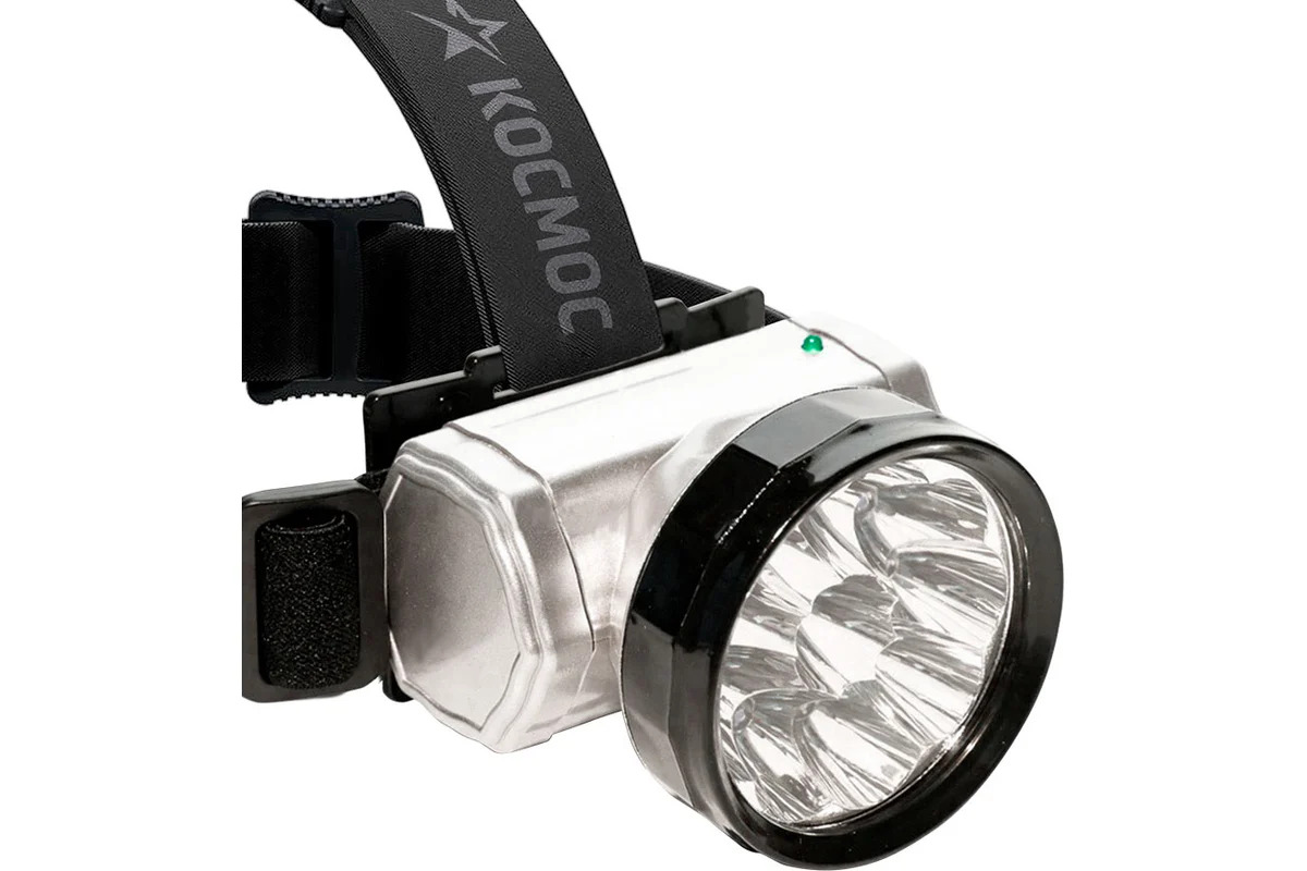 Космос фонарь налобный H10LED (акк. 3xR6 1.2V 0.3Ah) 1 серебр./пластик, встр. з/у