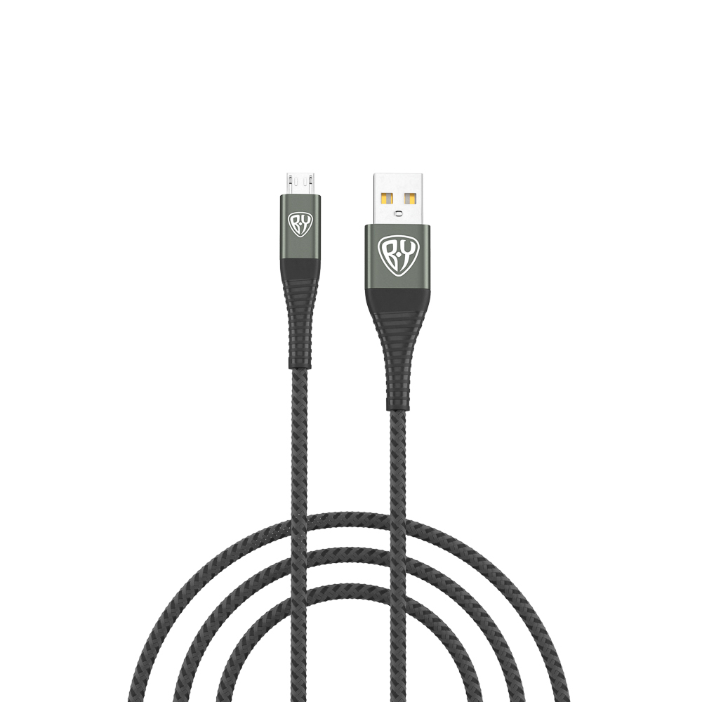 Кабель для зарядки BY Shark Micro USB 1м 3A Быстрая зарядка QC 3.0 метал.штекер серый