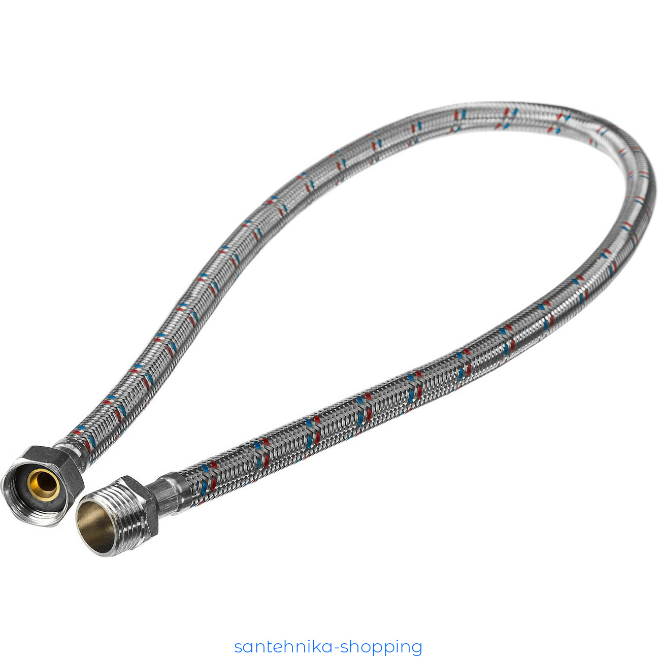 Гибкая подводка для смесителей М10*1/2"  0,8 см. AZARIO (нерж. оплетка)