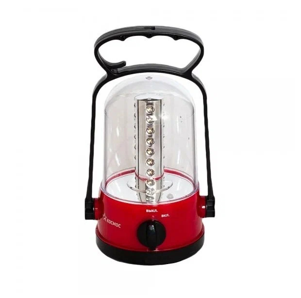 Космос фонарь кемпинговый 6010 LED (2 акк. 4V 0.9Ah) , красн./пластик, влагозащитный