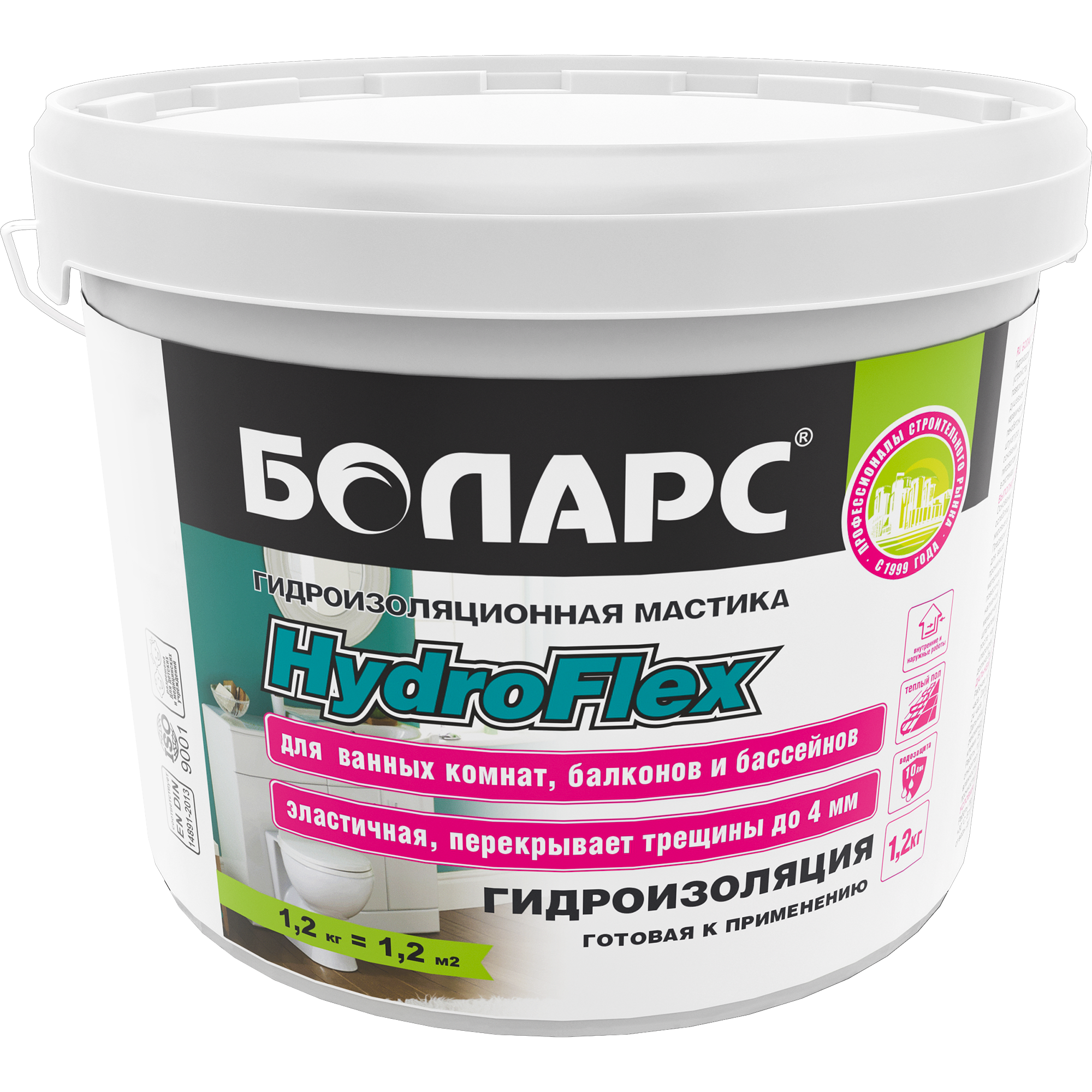 Гидроизоляция готовая к применению HydroFlex (1,2кг)