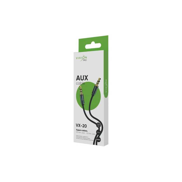 Кабель AUX VIXION PRO (VX-20) 2 x Jack 3,5 (M) (1м) (черный)