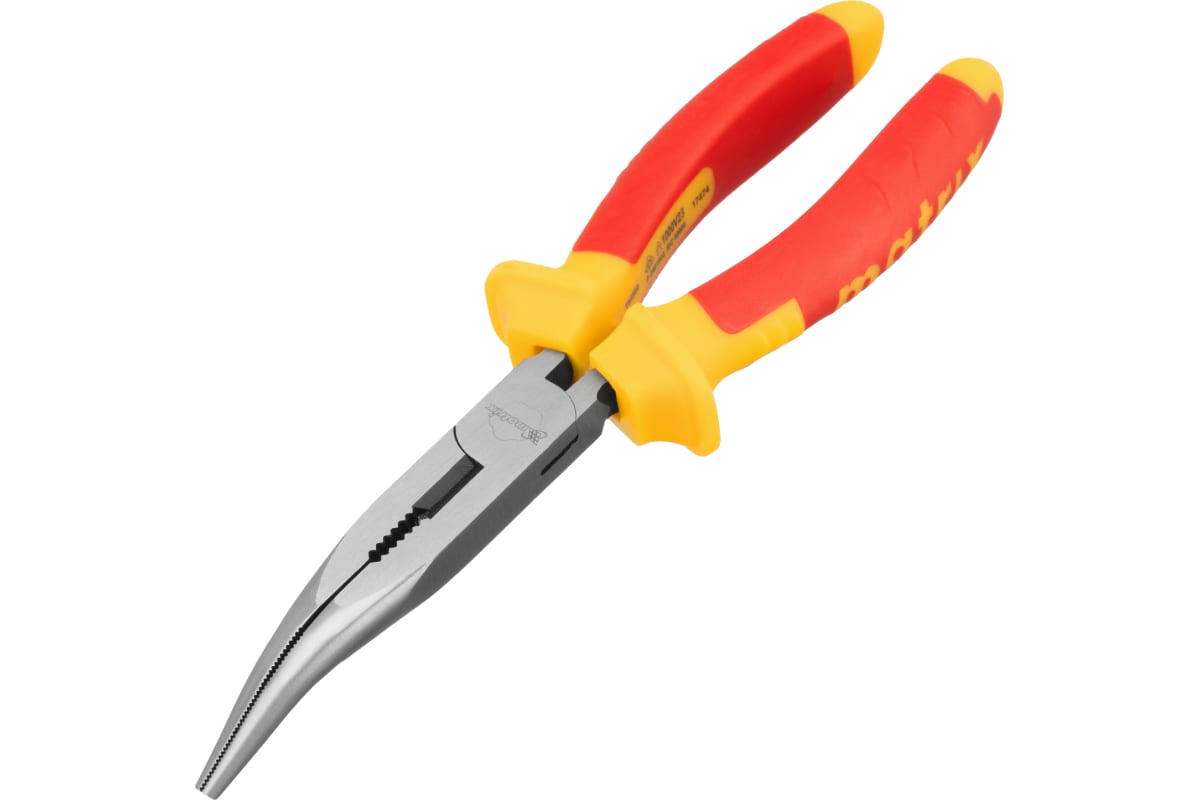 Длинногубцы диэлектрические 200мм MATRIX Professional Insulated изогнутые двухкомпонентные рукоятки