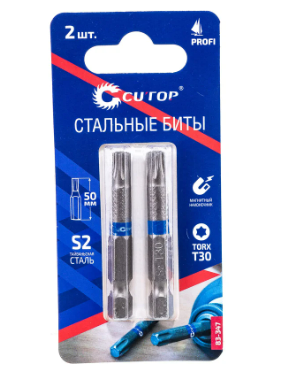 Биты стальные 50мм CUTOP Profi TORX T30 2шт