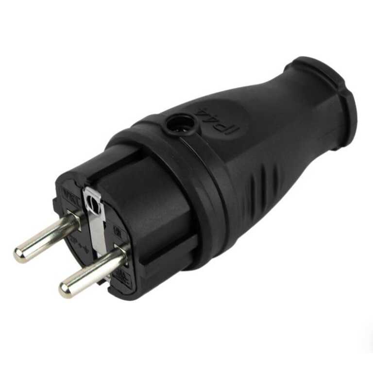 Вилка прямая каучук 2P+E 16А 250В IP44 VKL electric (1/20/200)