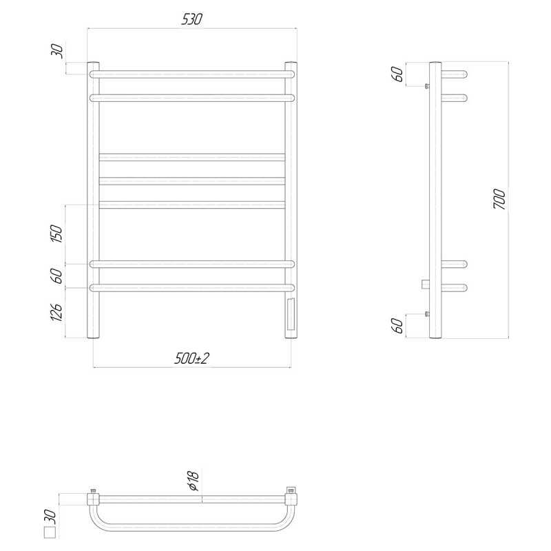 Полотенцесушитель электрический Lemark Linara LM04707Z П7 (500x700)