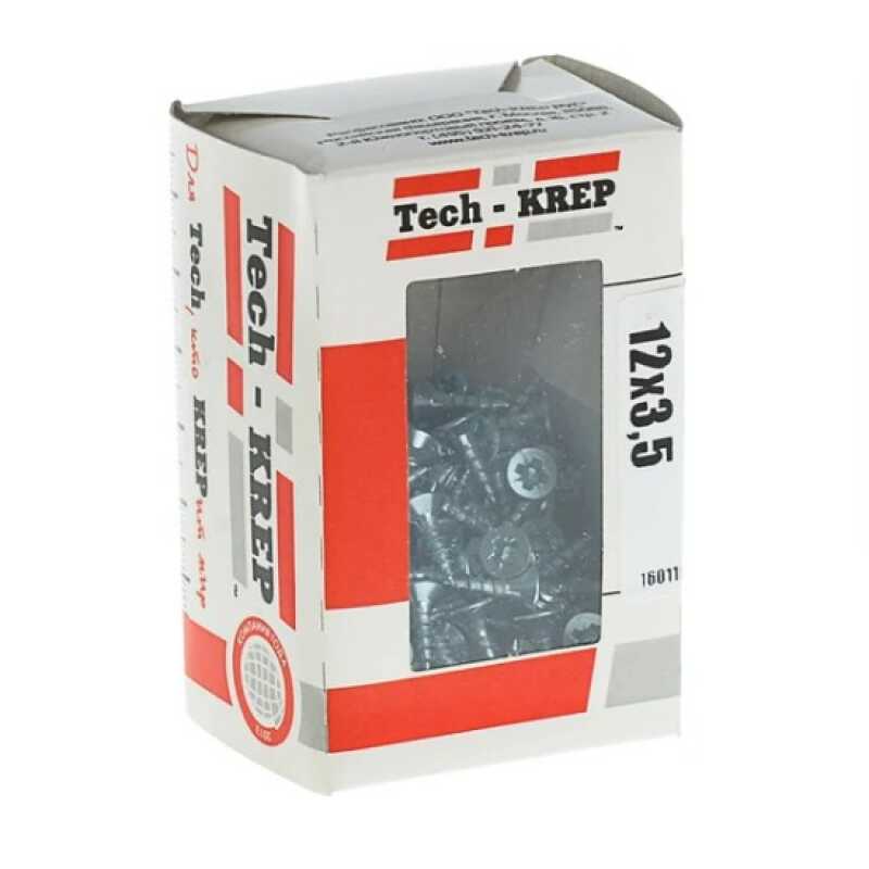 Саморезы универсальные 12х3,5 мм оцинкованные, коробка Tech-Krep (200шт)