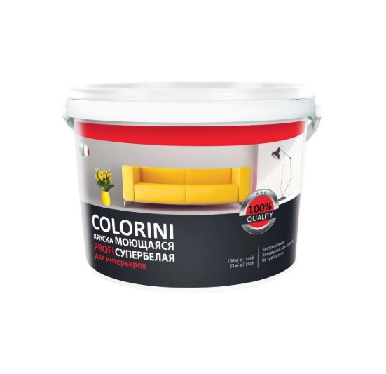 Краска для интерьеров Colorini Profi 2,7 кг., моющаяся, супербелая Краска для интерьеров Colorini Profi 2,7 кг., моющаяся, супербелая
