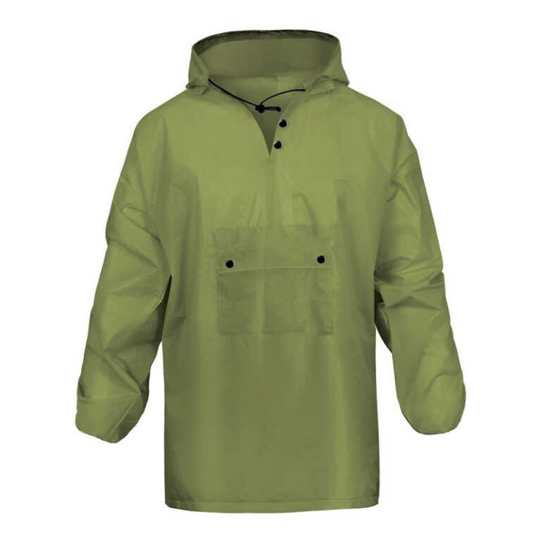 Дождевик EVA Hoody Komfi зеленый c капюшоном резинками на рукавах с чехлом для хранения 100мк