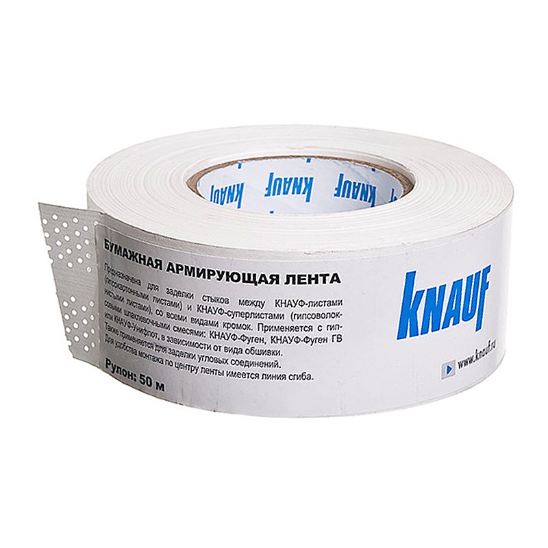 Лента бумажная для швов KNAUF ГКЛ (50м) Лента бумажная для швов KNAUF ГКЛ (50м)