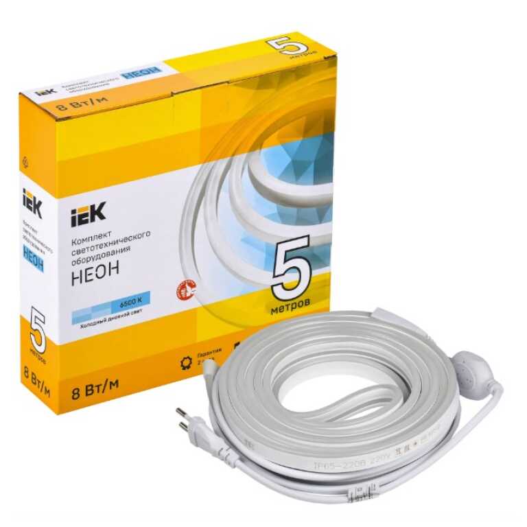 Комплект светодиодной подсветки "Неон" белый (лента 5м LSR5-2835W120-8-IP65-220В+драйвер) IEK