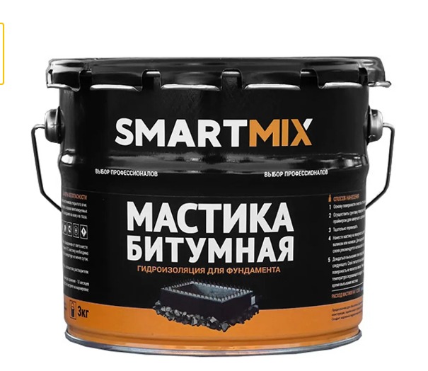 Мастика гидроизоляционная Битумная для фундамента 3кг Smartmix Мастика гидроизоляционная Битумная для фундамента 3кг Smartmix