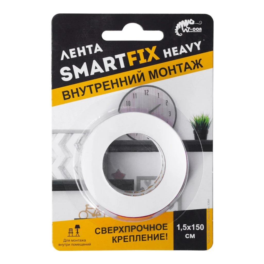 Лента монтажная сверхсильная W-con SmartFix HEAVY, 1,5*150см, прозрачная Лента монтажная сверхсильная W-con SmartFix HEAVY, 1,5*150см, прозрачная