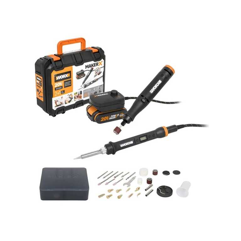 Набор WORX Гравер аккумуляторный WX739.9 + Выжигатель WX744.9 20V 2.0Ач кейс