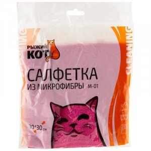 Салфетка из микрофибры 30*30см,200гр/м2,розовый Рыжий Кот Салфетка из микрофибры 30*30см,200гр/м2,розовый Рыжий Кот
