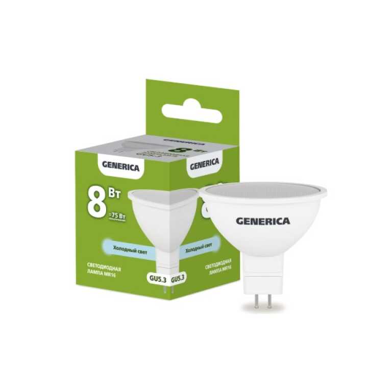 Лампа светодиодная 8Вт GU5.3 6500К 800Лм MR16 GENERICA IEK