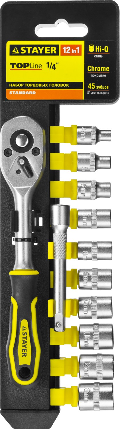 Набор торцовых головок и бит-головок STAYER RSS 12S (1/4") (12пред) Набор торцовых головок и бит-головок STAYER RSS 12S (1/4") (12пред)