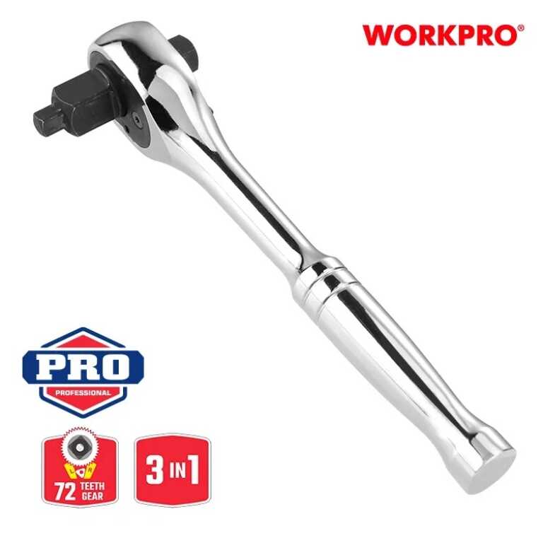 Ключ трещоточный 3-в-1 (1/4"+3/8"+1/2") 72T WORKPRO